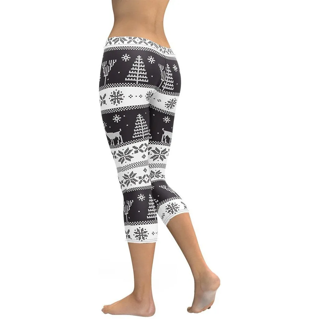 Vintage Black & White Christmas Capris
