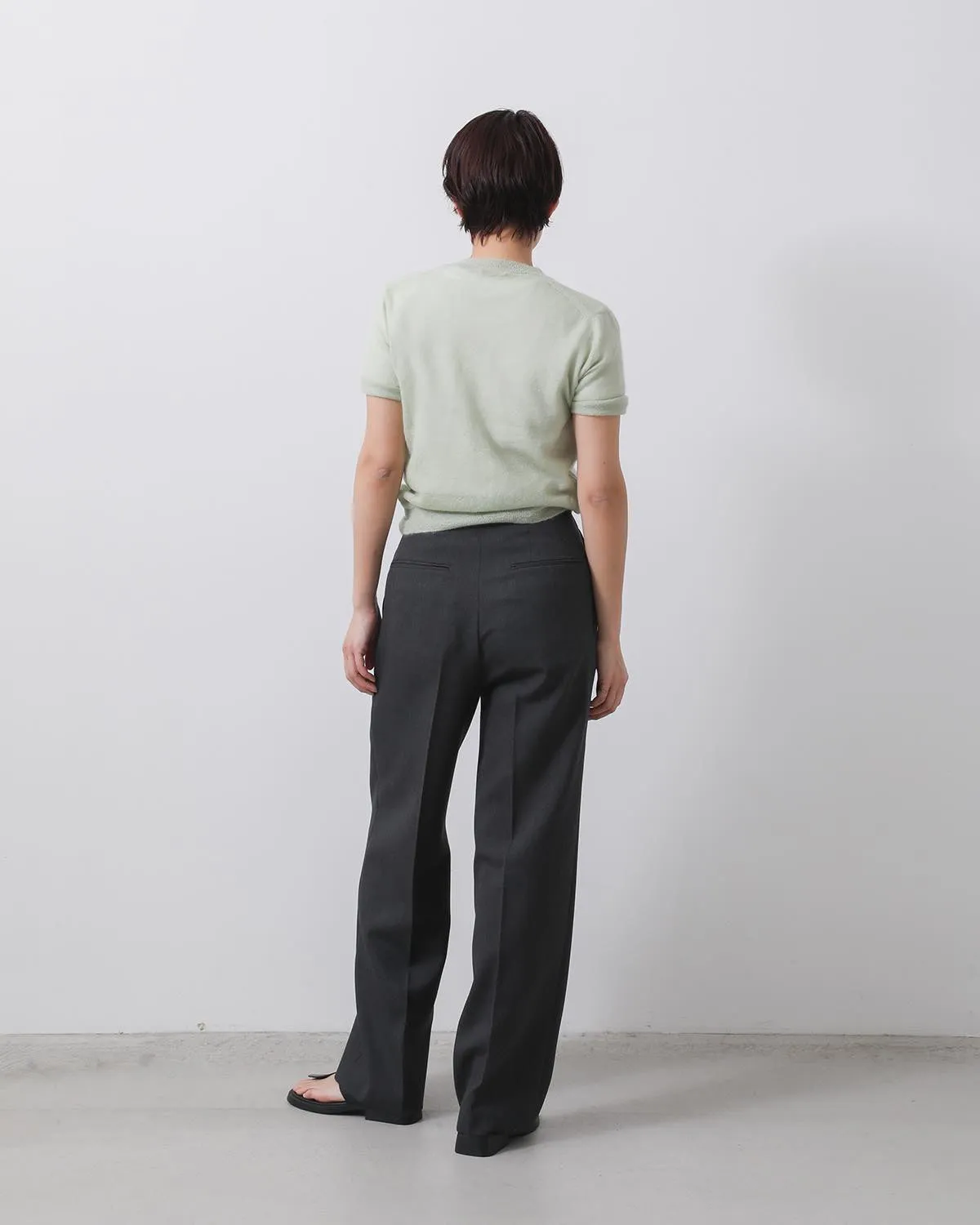 WOOL KID MOHAIR HOP SACK ONE-TUCK SLACKS (WOMEN'S)