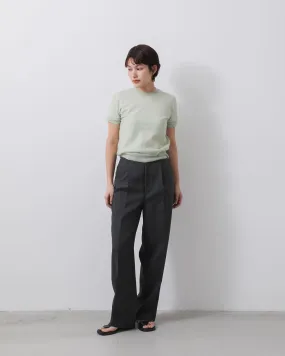 WOOL KID MOHAIR HOP SACK ONE-TUCK SLACKS (WOMEN'S)