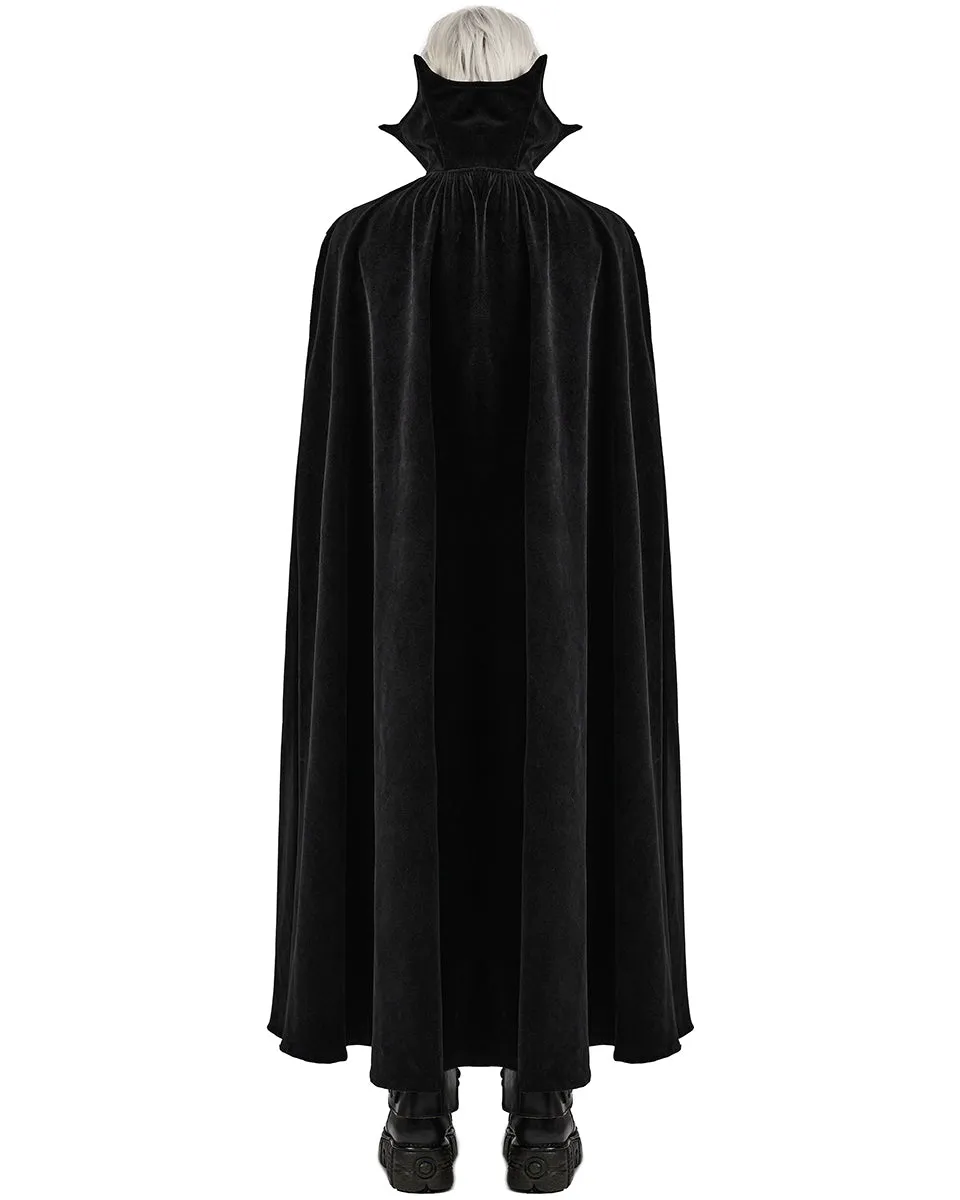 WY-1555DPM-BKM Mens Long Gothic Nobleman Velvet Vampire Cloak
