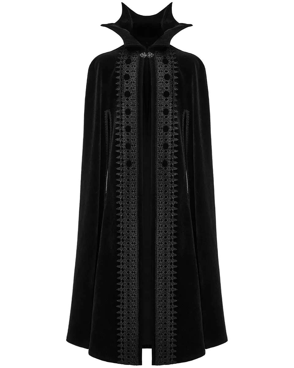 WY-1555DPM-BKM Mens Long Gothic Nobleman Velvet Vampire Cloak