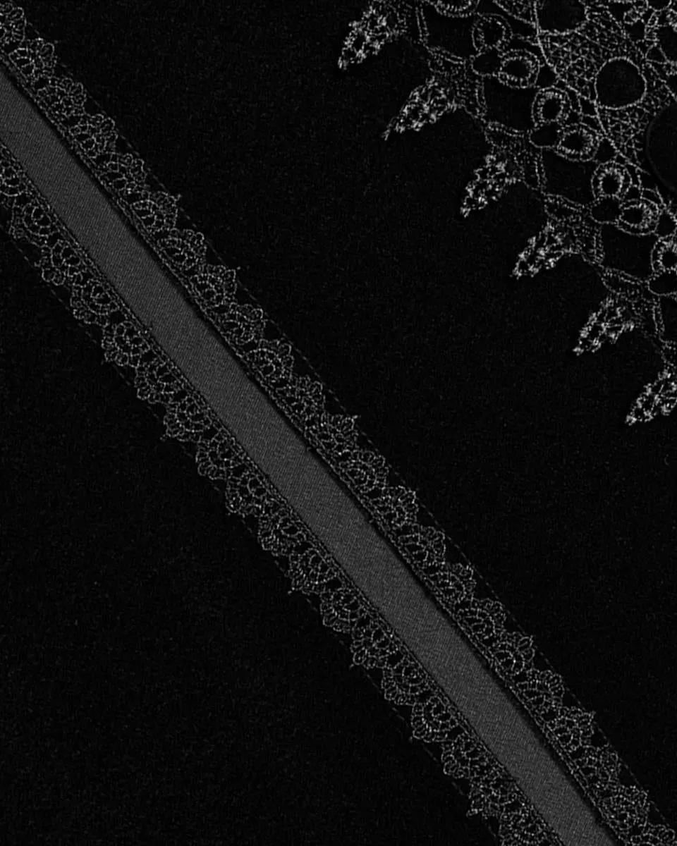 WY-1555DPM-BKM Mens Long Gothic Nobleman Velvet Vampire Cloak