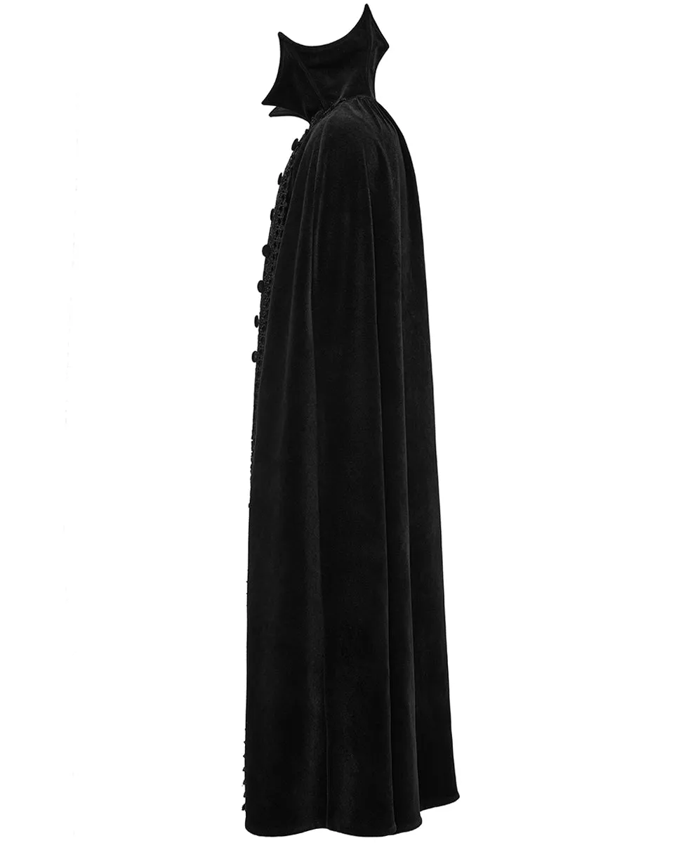 WY-1555DPM-BKM Mens Long Gothic Nobleman Velvet Vampire Cloak