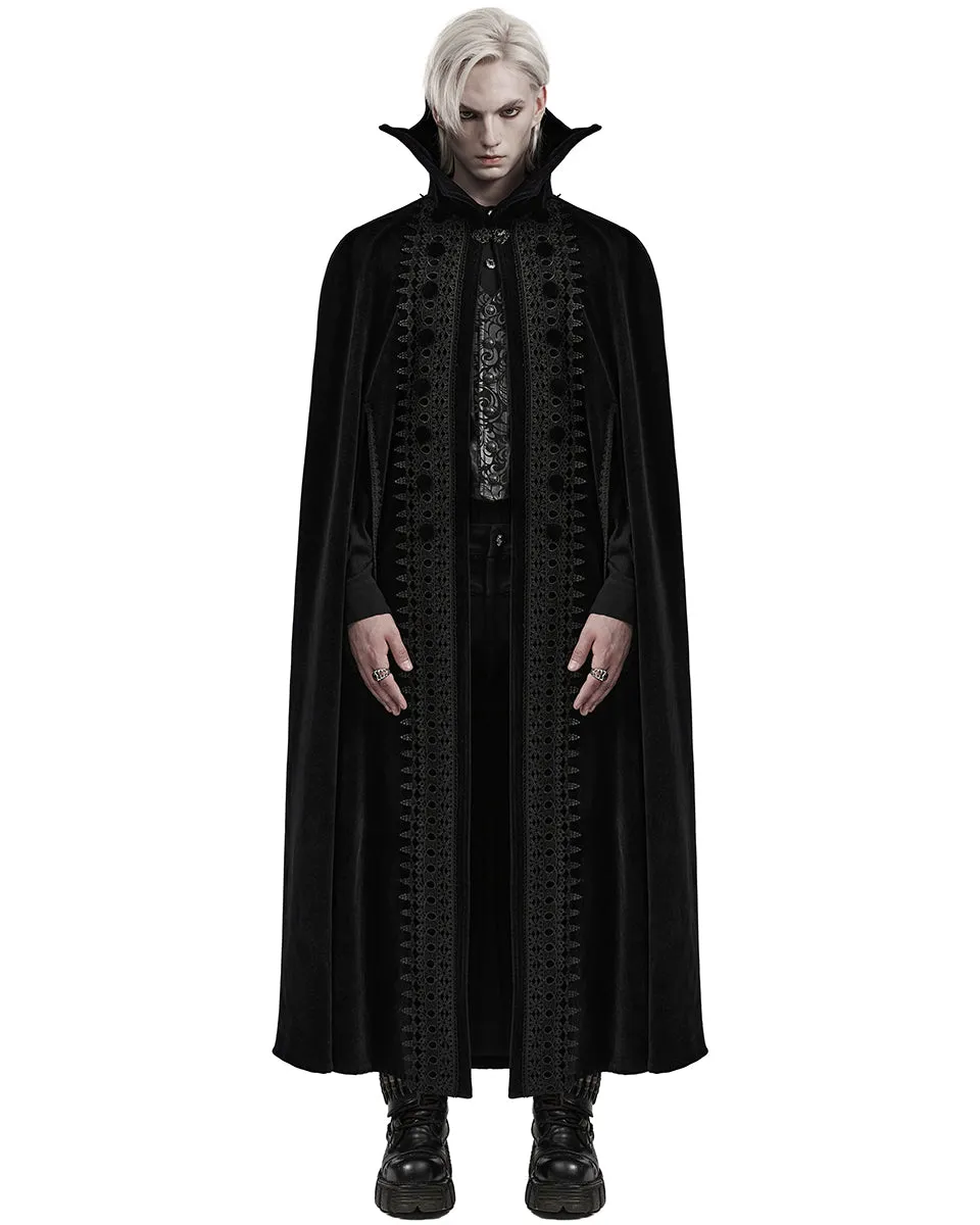 WY-1555DPM-BKM Mens Long Gothic Nobleman Velvet Vampire Cloak