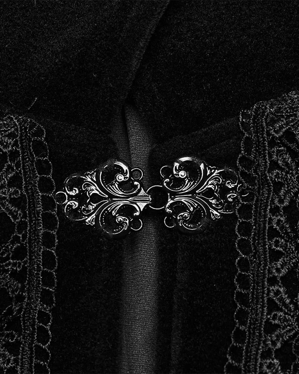 WY-1555DPM-BKM Mens Long Gothic Nobleman Velvet Vampire Cloak