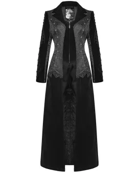 WY-1577XCF-BKF Womens Long Gothic Velvet & Jacquard Court Coat
