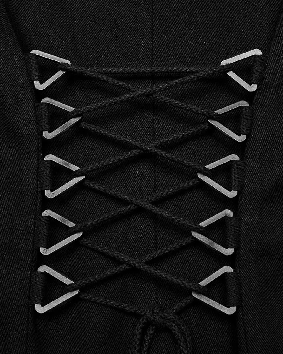 WY-1609XCM-BKM Mens Long Industrial Gothic Punk Studded Trench Coat