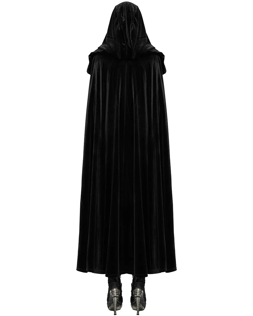 WY-1642DPF Womens Long Gothic Velvet & Lace Hooded Cloak
