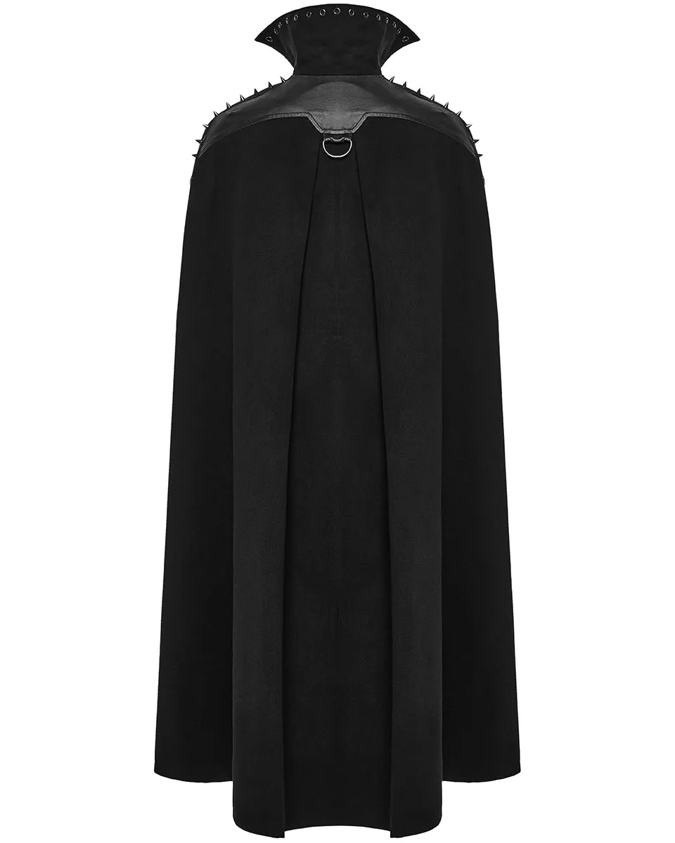 WY-1680DPM Mens Long Dark Gothic Cyberpunk Spiked Cloak