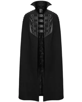 WY-1680DPM Mens Long Dark Gothic Cyberpunk Spiked Cloak