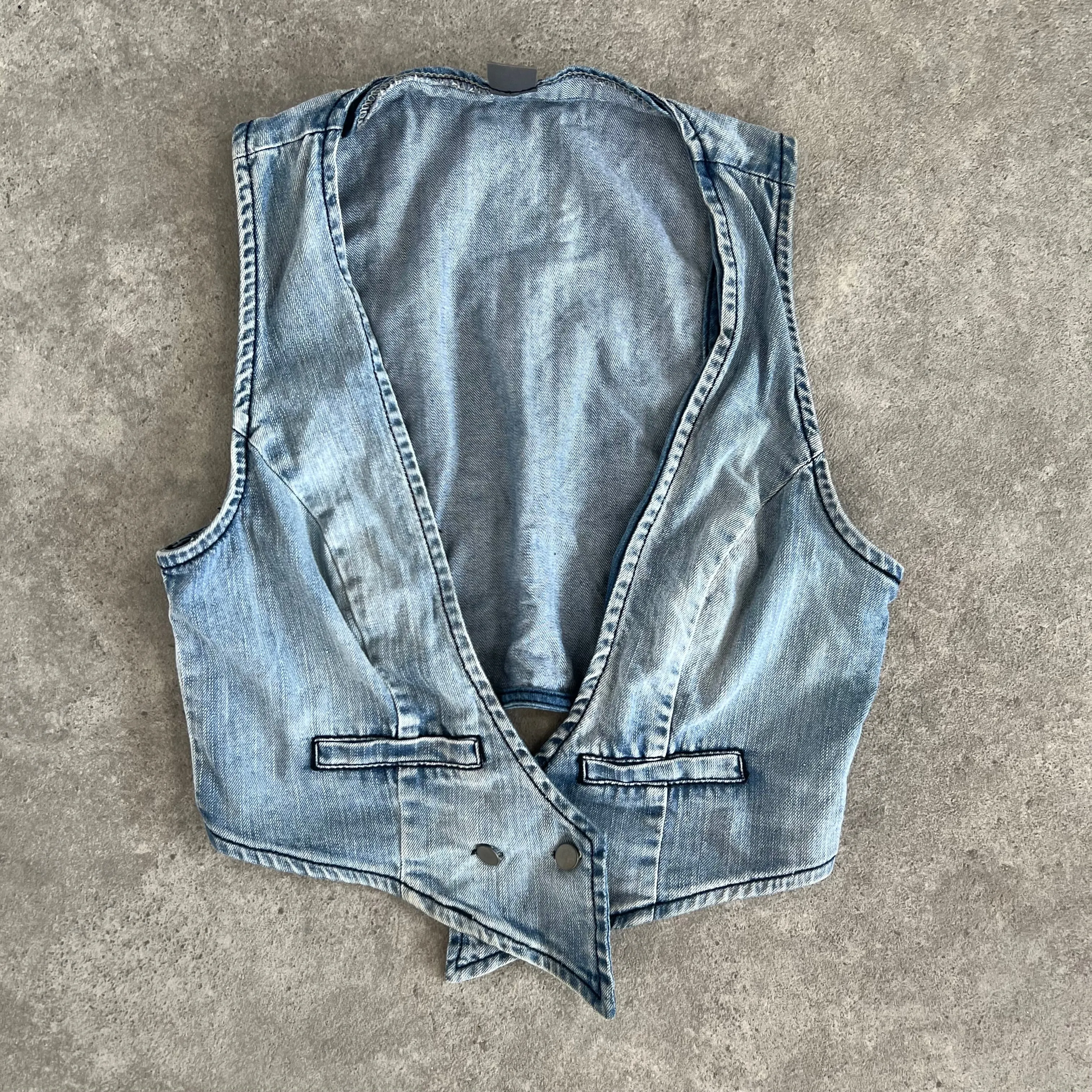Y2K light wash denim waist coat - Size S