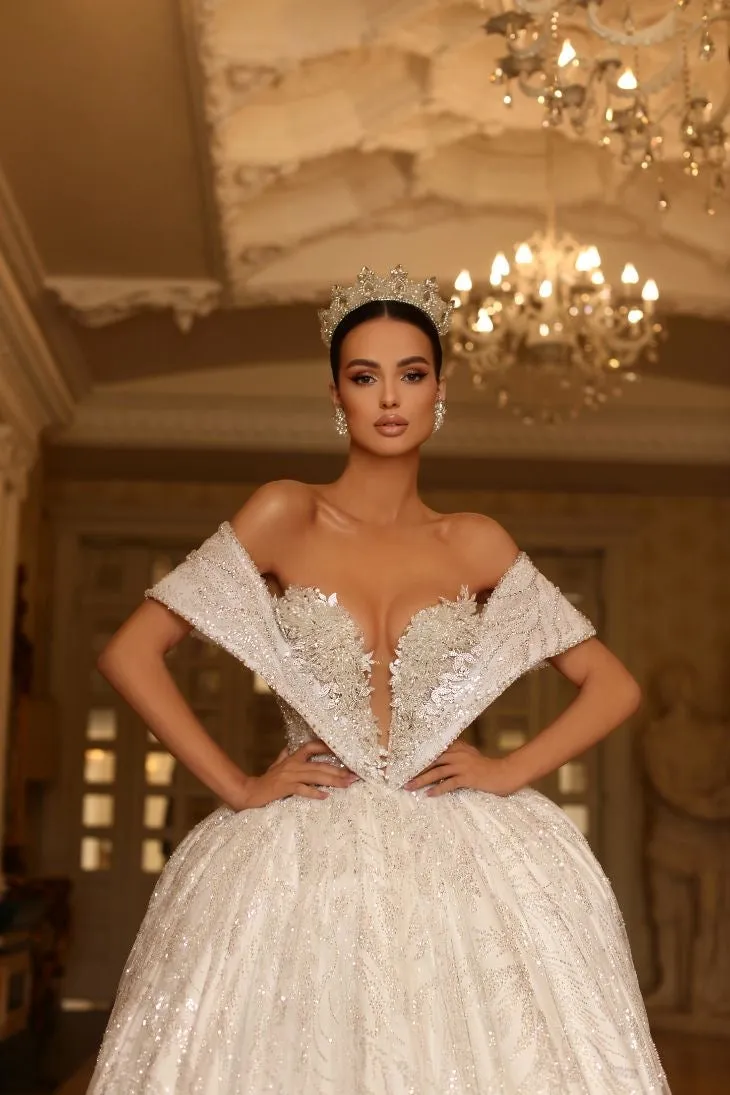 Yara Elegant Long Off Shoulder  White Evening Dress